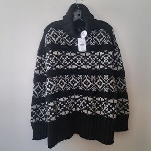 Patterned Fluffy Soft Turtleneck Sweater